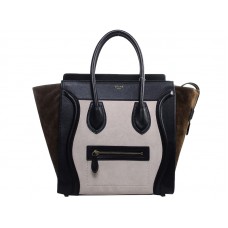 Celine Luggage Tote Medium din piele de vițel bej deschis/întoarsă, măsliniu