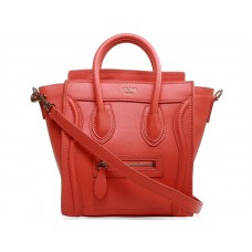 Celine Bagaj Mini Tote în piele de vițel Cherry
