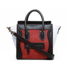 Celine Bagaj Mini Tote din piele de vițel Choco/Suède portocaliu roșu