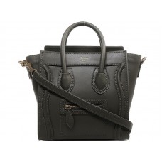 Celine Bagaj Mini Tote în piele de vițel verde-negru