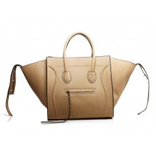 Geantă Celine Luggage Phantom Square Tote bej cu garnitură neagră