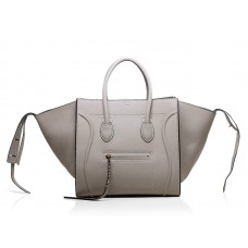 Geantă Celine Luggage Phantom Square Tote gri cu garnitură neagră