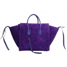 Geantă Celine Luggage Phantom Square Tote Bag Suede Leather Purple