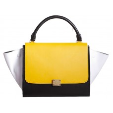 Geantă de umăr Celine Trapeze din piele de vițel multicoloră, galbenă/neagră/albă