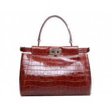 Geantă Fendi Iconic Mini Peekaboo din piele croco, vișinie