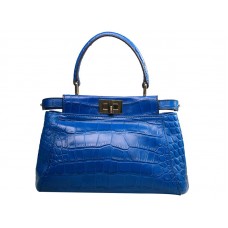 Geantă Fendi Iconic Mini Peekaboo din piele Croco, albastru deschis