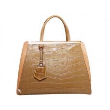 Geantă tote Fendi 2jours din piele de vițel croco bej