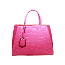 Geantă tote Fendi 2jours din piele de vițel, culoare crocodil, roz aprins