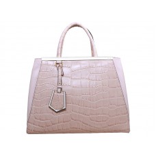 Geantă tote Fendi 2jours din piele de vițel, roz crocodil