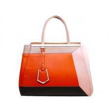 Geantă tote Fendi 2jours din piele de vițel, portocalie, model patchwork