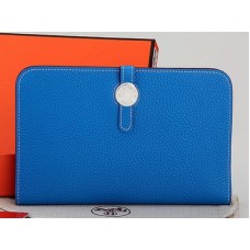 Portofel combinat Hermes Dogon Togo original din piele albastru