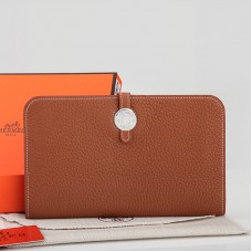Portofel combinat Hermes Dogon Togo original din piele maro