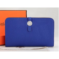 Portofel combinat Hermes Dogon Togo original din piele, albastru electric
