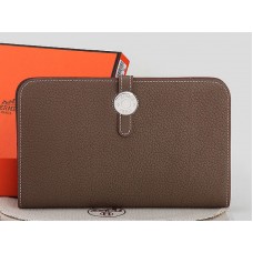 Portofel combinat Hermes Dogon Togo original din piele, culoare kaki