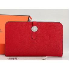 Portofel combinat Hermes Dogon Togo original din piele roșu