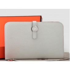 Portofel combinat Hermes Dogon Togo original din piele, alb