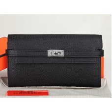 Portofel lung Hermes Dogon Togo original din piele Kelly negru