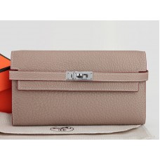 Portofel lung Hermes Dogon Togo original din piele Kelly gri