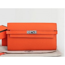 Portofel lung Hermes Dogon Togo original din piele Kelly portocaliu
