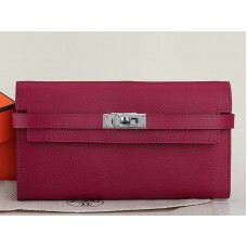 Portofel lung Hermes Epsom Original Calfskin Kelly, culoare vișinie
