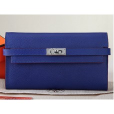 Portofel lung Hermes Epsom Original Calfskin Kelly, albastru electric