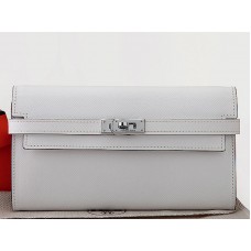 Portofel lung Hermes Epsom Original din piele de vițel Kelly, alb