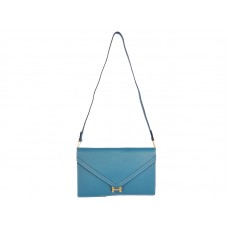 Geantă Hermes Pilot Envelope Clutch Albastră cu Hardware Auriu