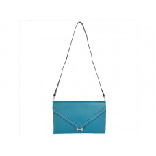 Geantă Hermes Pilot Envelope Clutch Albastră cu Hardware Argintiu