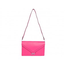 Geantă Hermes Pilot Envelope Clutch roz aprins cu accesorii argintii
