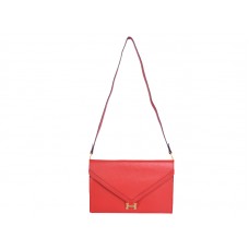 Geantă Hermes Pilot Envelope Clutch Roșie cu Hardware Auriu