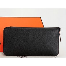 Portofel Hermes cu fermoar, original Epsom, din piele de vițel, negru