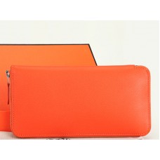 Portofel Hermes cu fermoar, original Epsom Calfskin, portocaliu
