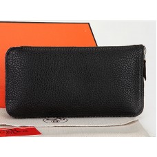 Portofel Hermes cu fermoar, piele originală, negru