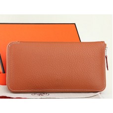 Portofel Hermes cu fermoar, piele originală, camel