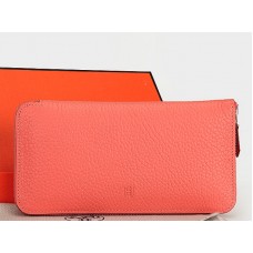 Portofel Hermes cu fermoar, din piele, roz