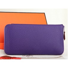 Portofel Hermes cu fermoar, piele originală, violet