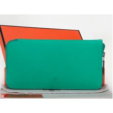 Portofel Hermes cu fermoar, din piele originală, verde pepene verde