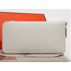 Portofel Hermes cu fermoar, piele originală, alb pepene verde