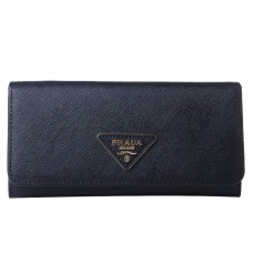 Portofel Prada Saffiano din piele cu logo triunghiular negru