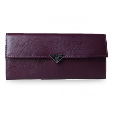 Portofel Prada Saffiano din piele de vițel, pliabil, violet