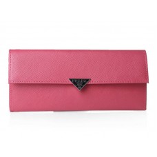 Portofel Prada Saffiano din piele de vițel cu două pliuri, Rosy