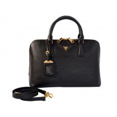 Geantă Prada Saffiano din piele cu mâner superior, medie, neagră