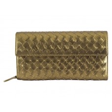 Portofel Bottega Veneta Intrecciato Nappa Continental Cu Buton Auriu