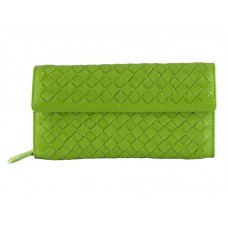 Portofel Bottega Veneta Intrecciato Nappa Continental Cu Buton Verde