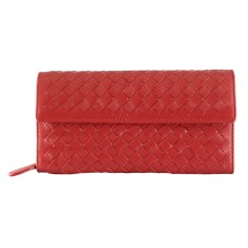 Portofel Bottega Veneta Intrecciato Nappa Continental Cu Buton Roșu