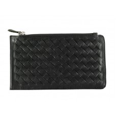 Portofel Bottega Veneta Intrecciato din piele Nappa cu fermoar, negru