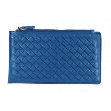Portofel Bottega Veneta Intrecciato din piele Nappa cu fermoar Albastru