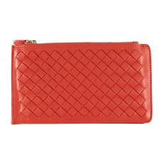 Portofel Bottega Veneta Intrecciato din piele Nappa cu fermoar, roșu
