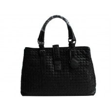Geanta Bottega Veneta Roma Intrecciato din piele negru