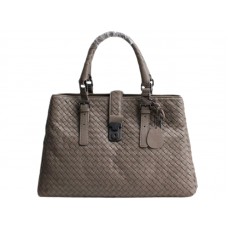Geanta Bottega Veneta Roma Intrecciato din piele gri